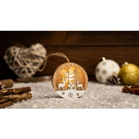   LED karácsonyi tájkép,szarvas,ház, fa, elemes (X24022) - CHRAFRDH1WW