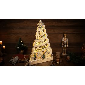   LED karácsonyi ösvény tájképpel, fa, elemes (X25003) - CHRBM23WW