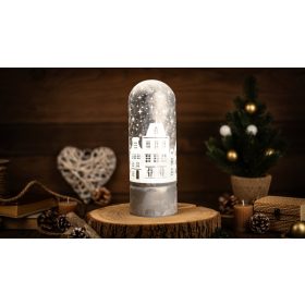   LED karácsonyi bura, város, üveg, elemes (X25007) - CHRGS15WW