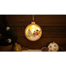   LED karácsonyi ablakdísz,hóember,kör,elemes (X24011) - CHRHCSN5WW