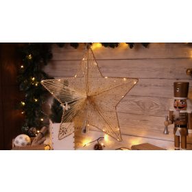   LED karácsonyi csillag,arany,fém,elemes (X23011) - CHRHS20WW