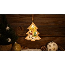   LED karácsonyi ablakdísz,hóember,fenyő,elemes (X24013) - CHRHT3WW