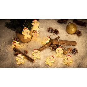   LED karácsonyi lánc, mézeskalács, fa, elemes (X24018) - CHRSTGM10WW