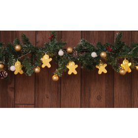   LED karácsonyi lánc, mézeskalács, fém, elemes (X22061) - CHRSTGMGM10WW