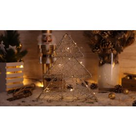   LED karácsonyi fenyő, arany, fém, elemes (X22036) - CHRTRG15GWW