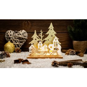   LED karácsonyi fenyő, szarvas,télapó,arany,elemes (X24027) - CHRTRS5WW