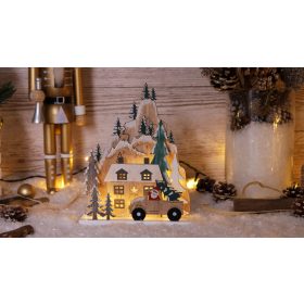 LED karácsonyi tájkép, fa, elemes (X22087) - CHRWHC10WW
