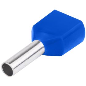   Szigetelt (PA6.6) iker-érvéghüvely, ónoz. elektr.réz, kék - E16IR