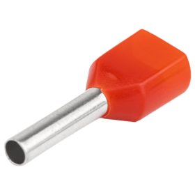   Szigetelt (PA6.6) iker-érvéghüvely, ónoz. elektr.réz, piros - E90IH