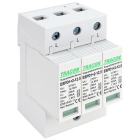   T1+T2 AC típusú túlfeszültséglevezető, cserélhető betéttel - ESPD1+2-12.5-3P