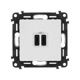   Legrand 753107 - Valena Life Töltőaljzat Kettős USB C-típusú csatlakozóval, 5V–3A–15W, Túlfesz-vé