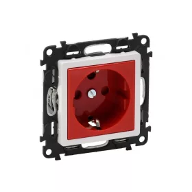   Legrand 753131 - Valena Life 2P+F csatlakozóaljzat gyermekvédelemmel, reteszelt, piros betéttárcs