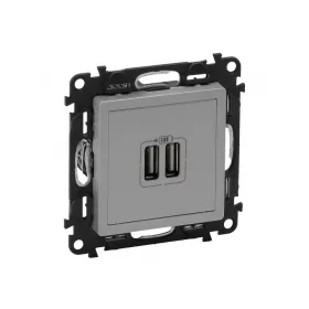   Legrand 753312 - Valena Life kettős USB töltőaljzat beépített tápegységgel - 5V - 1500 mA alumíni