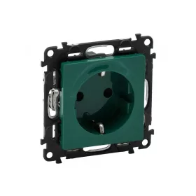   Legrand 753329 - Valena Life 2P+F csatlakozóaljzat gyermekvédelemmel, zöld betéttárcsával
