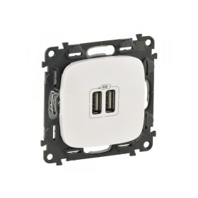   Legrand 754995 - Valena Allure Kettős USB töltőaljzat, burkolattal, Fehér