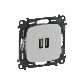   Legrand 754997 - Valena Allure Kettős USB töltőaljzat, burkolattal, Alumínium