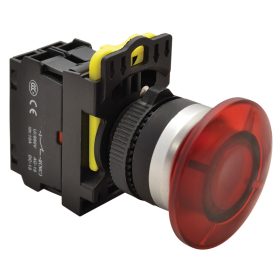Gombafejű világító nyomógomb,piros - NYG3-MLR