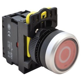   Jelölt, világító nyomógomb, piros, (fehér 0) - NYG3-P2L