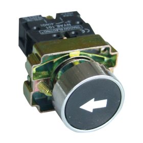   Jelölt nyomógomb, fémalapra szerelt, fekete, (fehér nyíl) - NYGBA3351