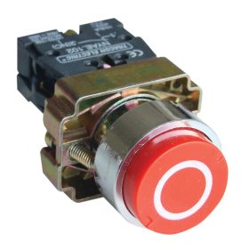   Tokozott jelölt nyomógomb, fémalapra szer., piros, (fehér 0) - NYGBA4322PT