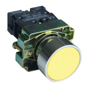   Tokozott egyszerű nyomógomb, fémalapra szerelt, sárga - NYGBA51ST