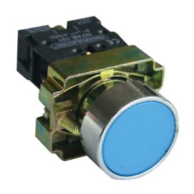   Tokozott egyszerű nyomógomb, fémalapra szerelt, kék - NYGBA61KT