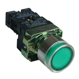   Világító nyomógomb, fémalap, zöld, glim, izzó nélkül - NYGBW33Z