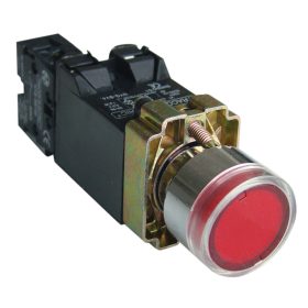   Világító nyomógomb, fémalap, trafóval,piros,glim,izzó nélk. - NYGBW3441P