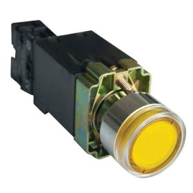   Világító nyomógomb, fémalap, trafóval,sárga,glim,izzó nélk. - NYGBW3541S