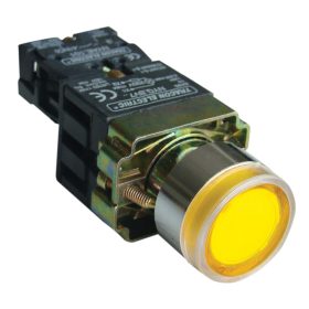   Világító nyomógomb, fémalap, előtét, sárga, glim,izzó nélk. - NYGBW3571S