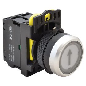   Jelölt, világító nyomókapcsoló, fehér, (fekete nyíl) - NYK3-P3L