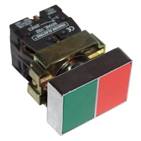   Tokozott kettős BE-KI nyomógomb, fémalap, zöld+piros - NYKK8325T