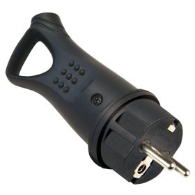   Csatlakozó dugó, védőérintkezővel, gumi, húzófüles - TICS-012GH