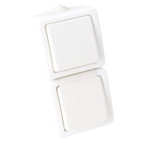   Falon kívüli egy áramkörös kapcsoló+csatl.aljzat, függőleges - TR-PH03V