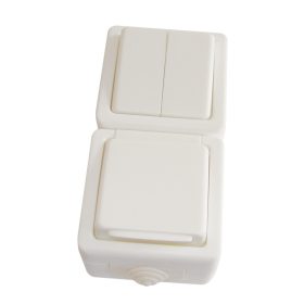   Falon kívüli 2-áramkörös kapcsoló+csatl.aljzat, függ.,csapos - TR-PHF09V