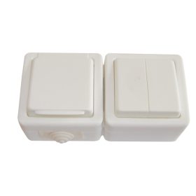   Falon kívüli 2-áramkörös váltókapcsoló+csatl.aljzat, csapos - TR-PHF10